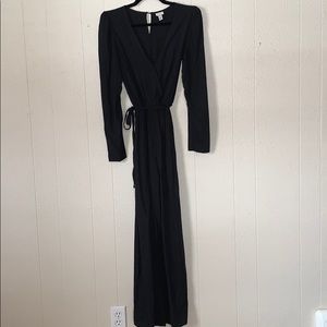 NWOT Deep V-neck Black Jumpsuit